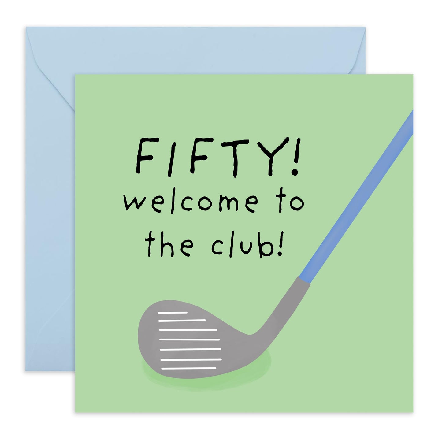 50th Birthday Card - 'Fifty Welcome To The Club' - Gifts for Friends, Cousin, Colleagues, Co-Workers, Him, Officemates, Brother, Bruv - Golfing Club - Comes with Fun Stickers