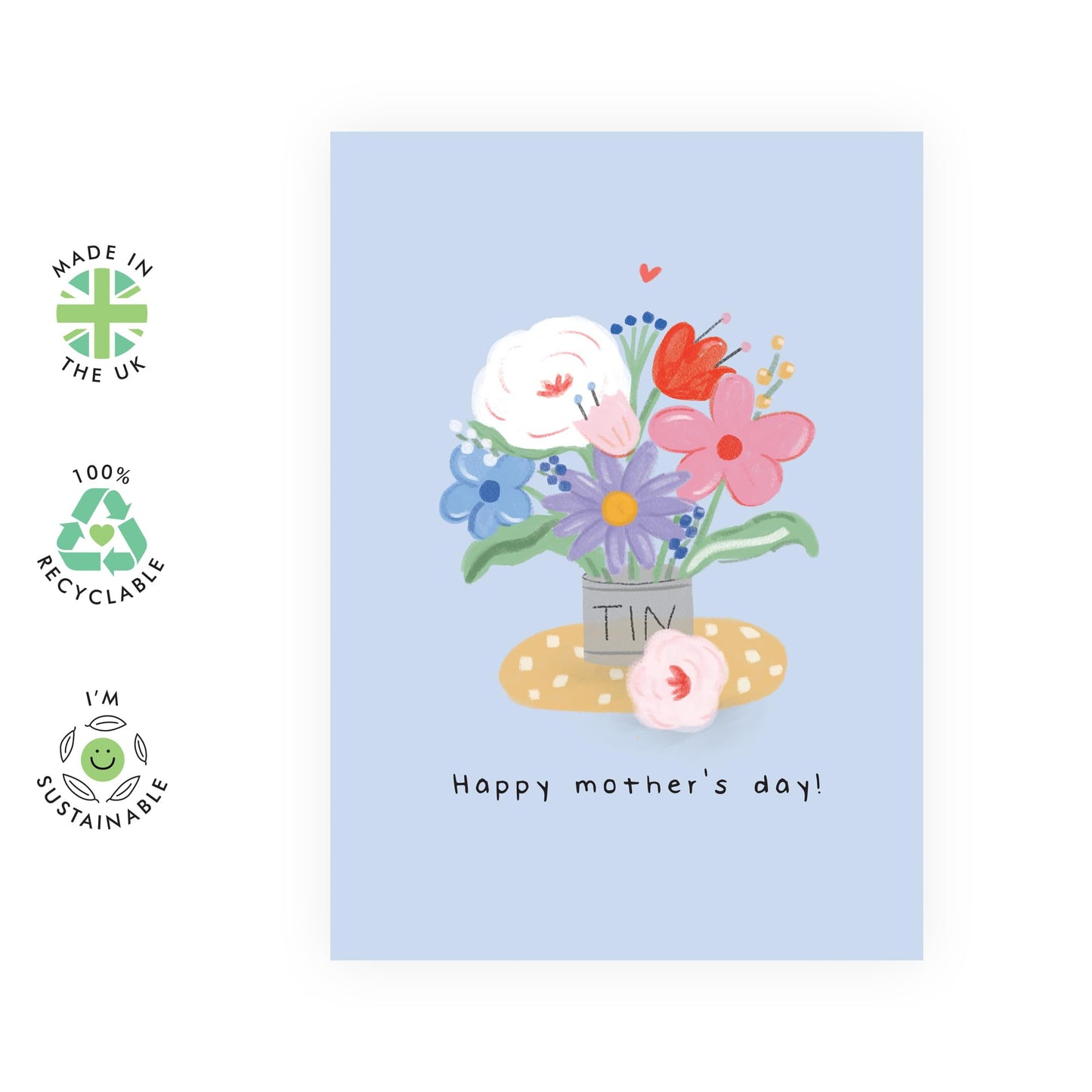 Mother’s Day Card for Mum – Floral Tin Vase – Beautiful & Thoughtful Card for Women, Mama, Ma, Her, Wife, Sister, Grandma, Nan, Auntie, Friends from Son, Daughter, Husband -Comes with Stickers