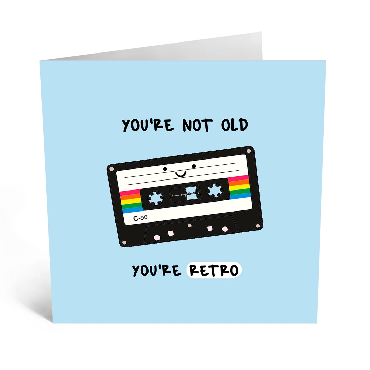 Greeting Card - 'RETRO - YOU'RE NOT OLD YOU'RE RETRO' - Perfect for a Fun and Vintage Touch to Birthday Celebrations - Ideal for Him Her Friends, Family, Colleagues - Comes With Stickers By Central 23