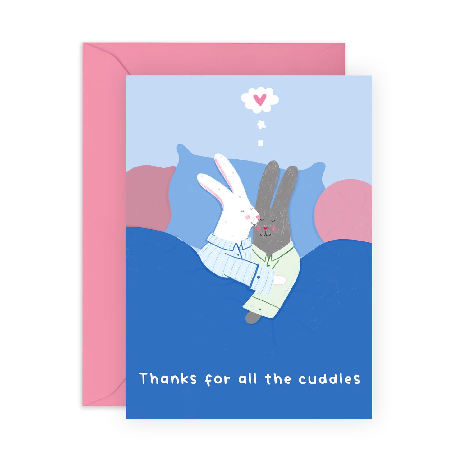 Adorable Valentines Day Card - 'Bunny Cuddles' - Gifts for Wife, Husband, Girlfriend, Boyfriend, Him, Her, Spouse, Partner, Couples- Warm Cuddle & Hugs - Comes with Fun Stickers