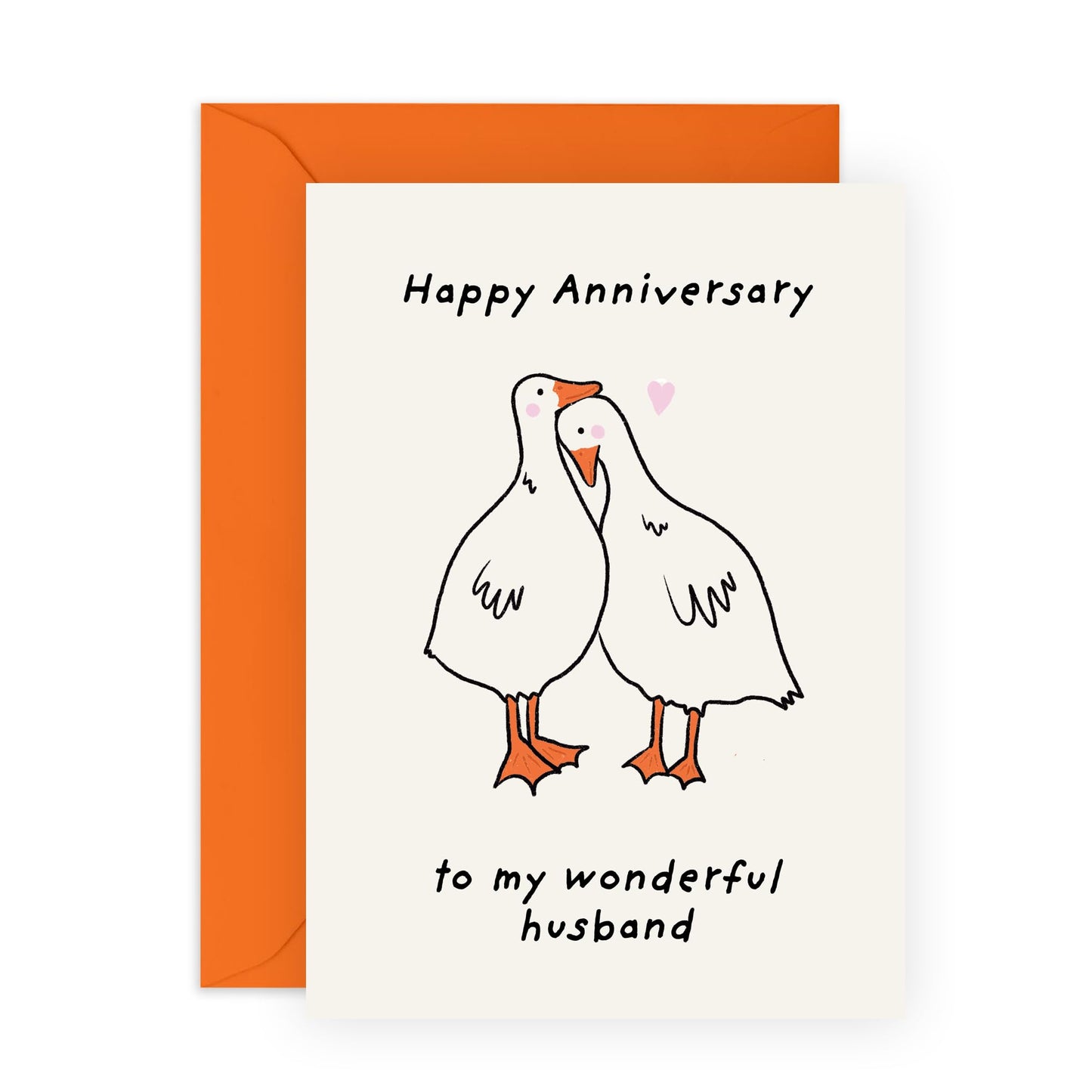 Adorable Anniversary Card For Him - 'Geese' - Gifts for Husband, Babe, Spouse, Darling, Lovebug, Hun - Sweet and Wonderful Man - Comes with Fun Stickers