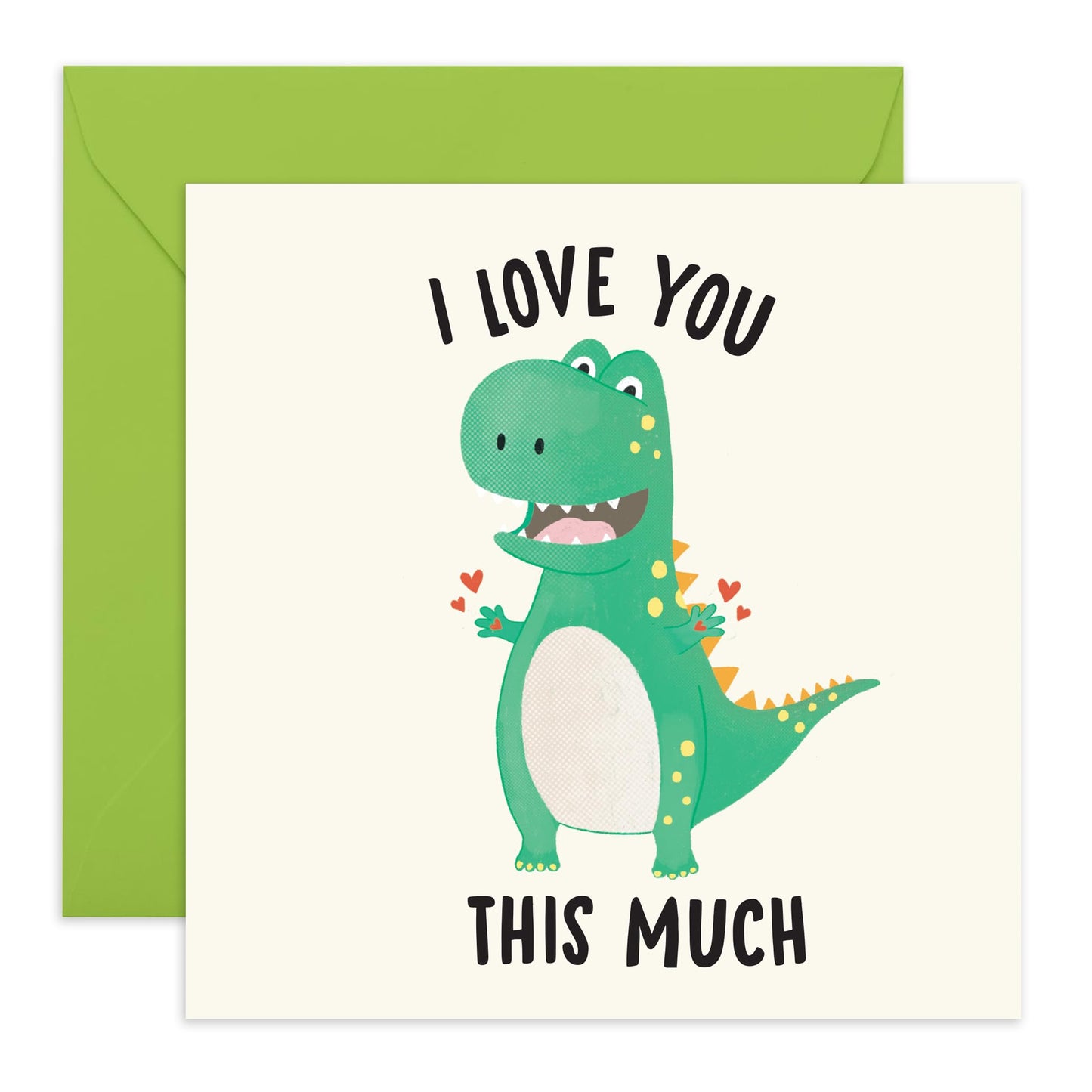 Sweet Anniversary Card For Wife - I Love You This Much Dino - Love Cards From Boyfriend Valentines - Girlfriend Birthday Card - I Love You Gifts For Her - Comes With Stickers By Central 23