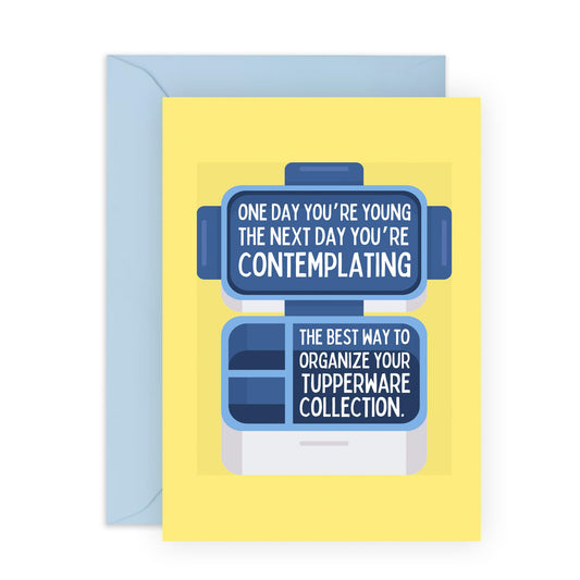 Funny Birthday Cards For Men Women - Oragnised Tupperware - Dad Mum Birthday Card - Sarcasm Humour Greeting Card - Funny Cards For Friends - Comes With Stickers By Central 23