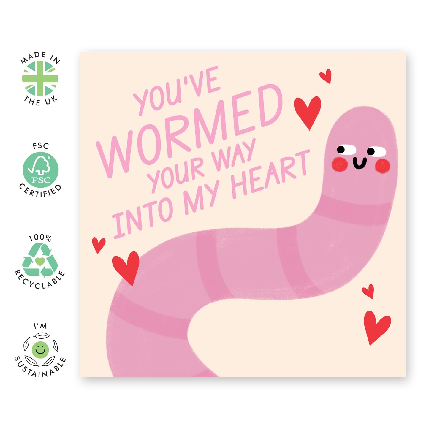 Cute & Romantic Anniversary Card - 'Wormed Your Way' - Sweet Greetings for Husband, Wife, Couples, Married, Girlfriend, Boyfriend, Him, Her - Most Valued - Comes with Fun Stickers