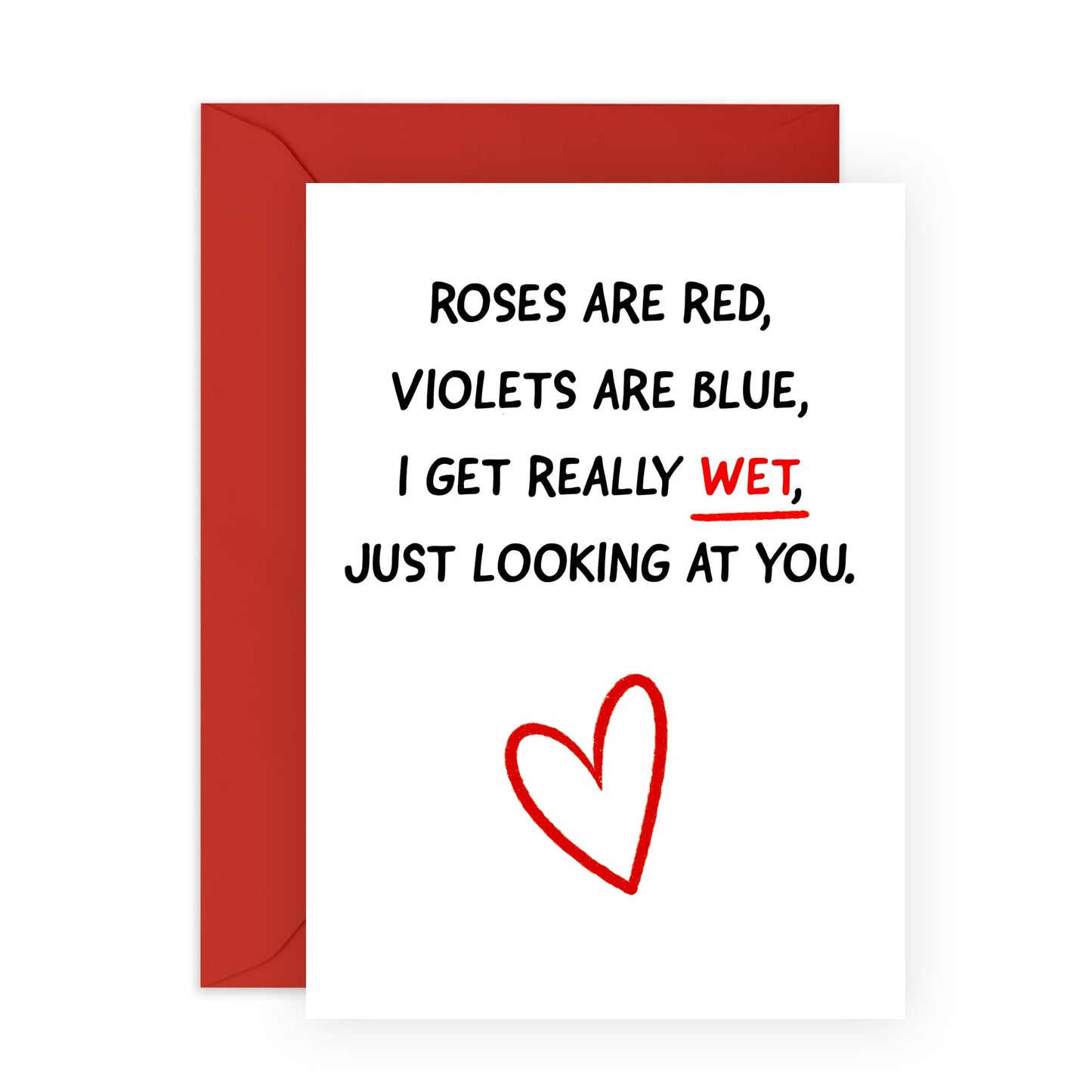 Funny Love Card for Him – " Get Wet " - Cheeky Anniversary Card for Men, Husband, Boyfriend, Spouse, Partner, Ladies, Babe, Other Haf, Hun, Darling - Playful Valentines Day -Comes with Fun Stickers