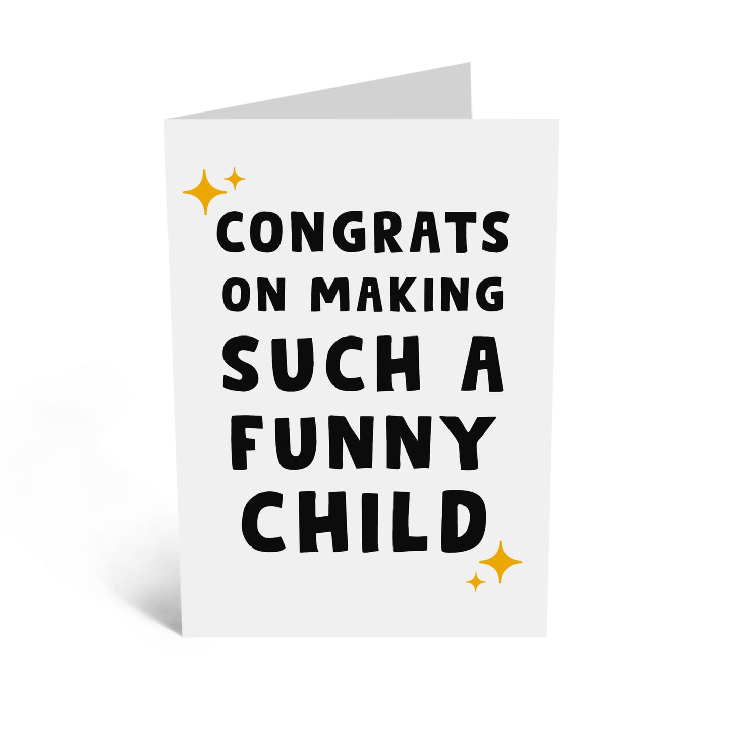 Humorous Greeting Card for Parents - 'FUNNY CHILD' - Presents for Mum, Dad, Mummy, Daddy, Ma, Pop, Her, Him from Son or Daughter, Family - Birthdays, Mothers Day Card - Comes with Stickers