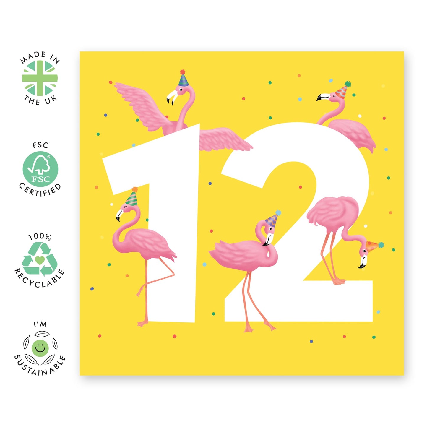 Floral Birthday Card For Girl Age 12 - Happy Twelfth Birthday Cards For Kids - Flamingo Age 12 - Gifts For Daughter Niece Granddaughter - Twelve Year Old - Comes With Fun Stickers - By Central 23
