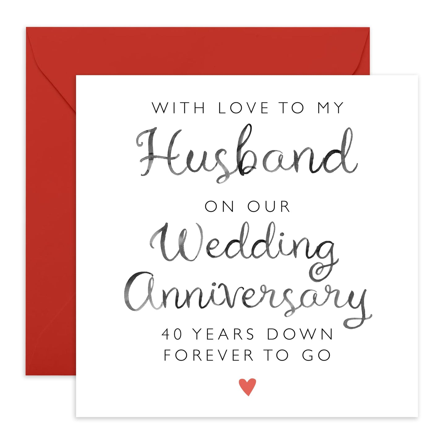 Romantic 40th Wedding Anniversary Card For Him - '40 Years Of Us Husband' - Gifts for Spouse, Babe, Lovebug, Darling, Other Half - Forever To Go - Comes with Fun Stickers