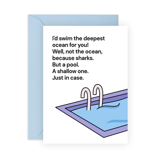 Funny Anniversary Cards For Boyfriend Girlfriend - Swim The Ocean For You - Valentines Cards For Couples - Wedding Anniversary Card For Wife Husband - Comes With Stickers By Central 23