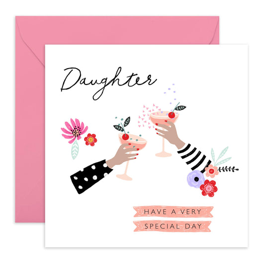 Daughter Birthday Cards From Parents - Happy Birthday Cards For Her - Cheers Cocktails Greeting Cards For Girls Female - Celebration Gifts For Women - Comes With Cute Stickers By Central 23