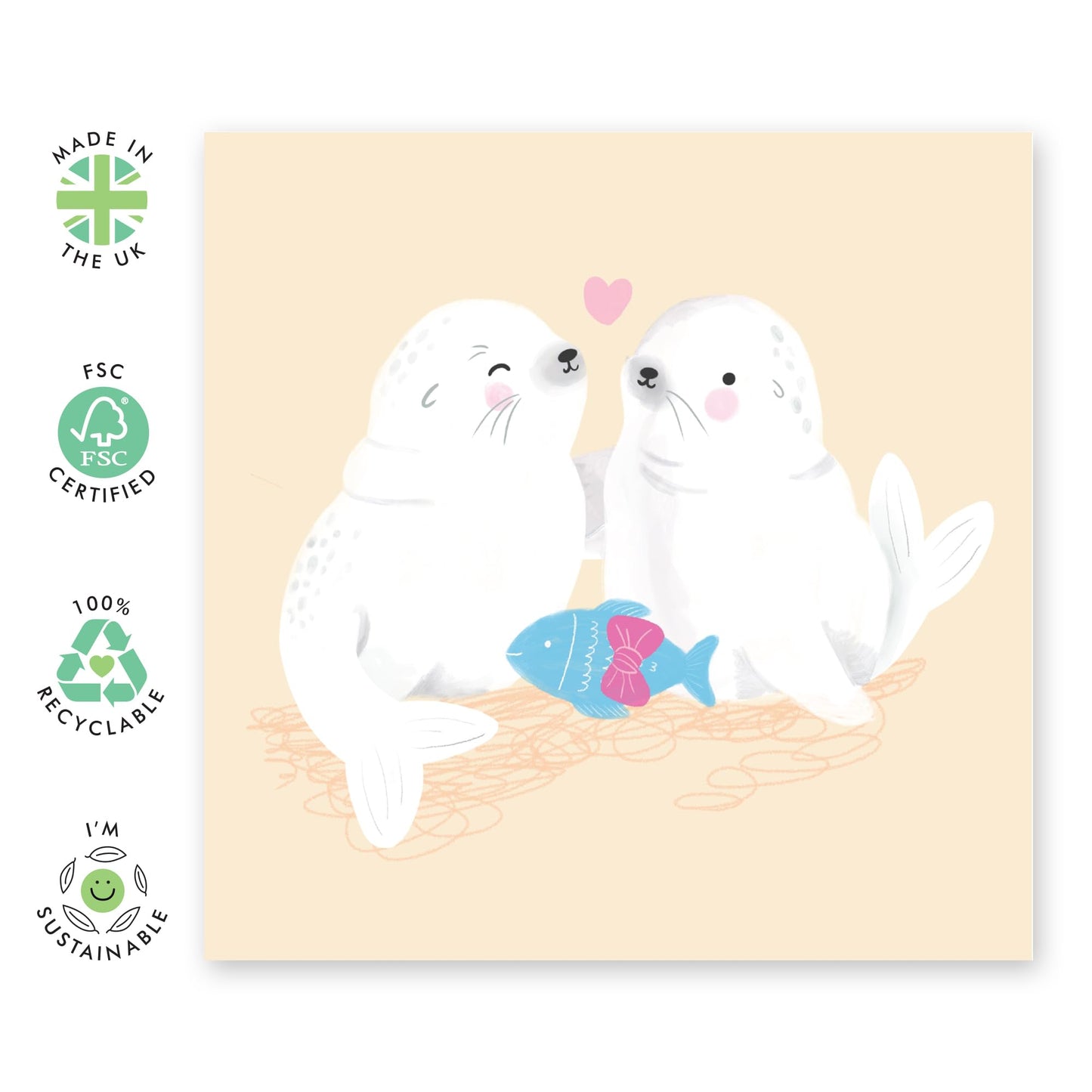 Adorable Seals Anniversary Card - 'Neal The Seal' - Gifts for Wife, Husband, Married Couples, Partners, Girlfriend, Boyfriend - Heart Seals - Comes with Fun Stickers