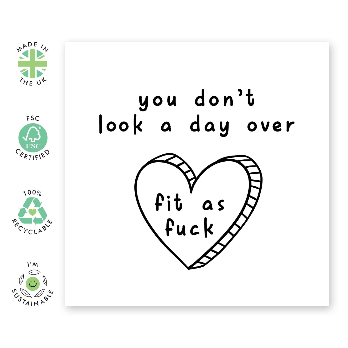 Funny Birthday Cards For Men - Fit As F*ck - Rude Birthday Cards For Women - Birthday Greeting Cards For Friends - Him Her - Comes With Stickers - By Central 23