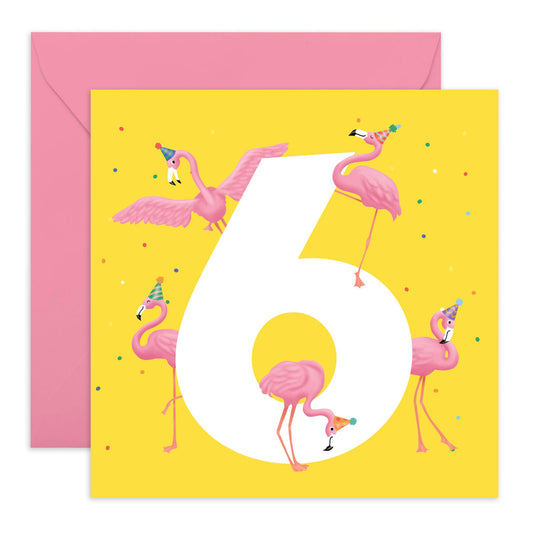 6th Birthday Card Daughters - Flamingo Age 6 - Toddler Milestone Cards Age Six Year Old - Sixth Birthday Cards - Gifts For Girls Granddaughter Niece - Comes With Sticker By Central 23