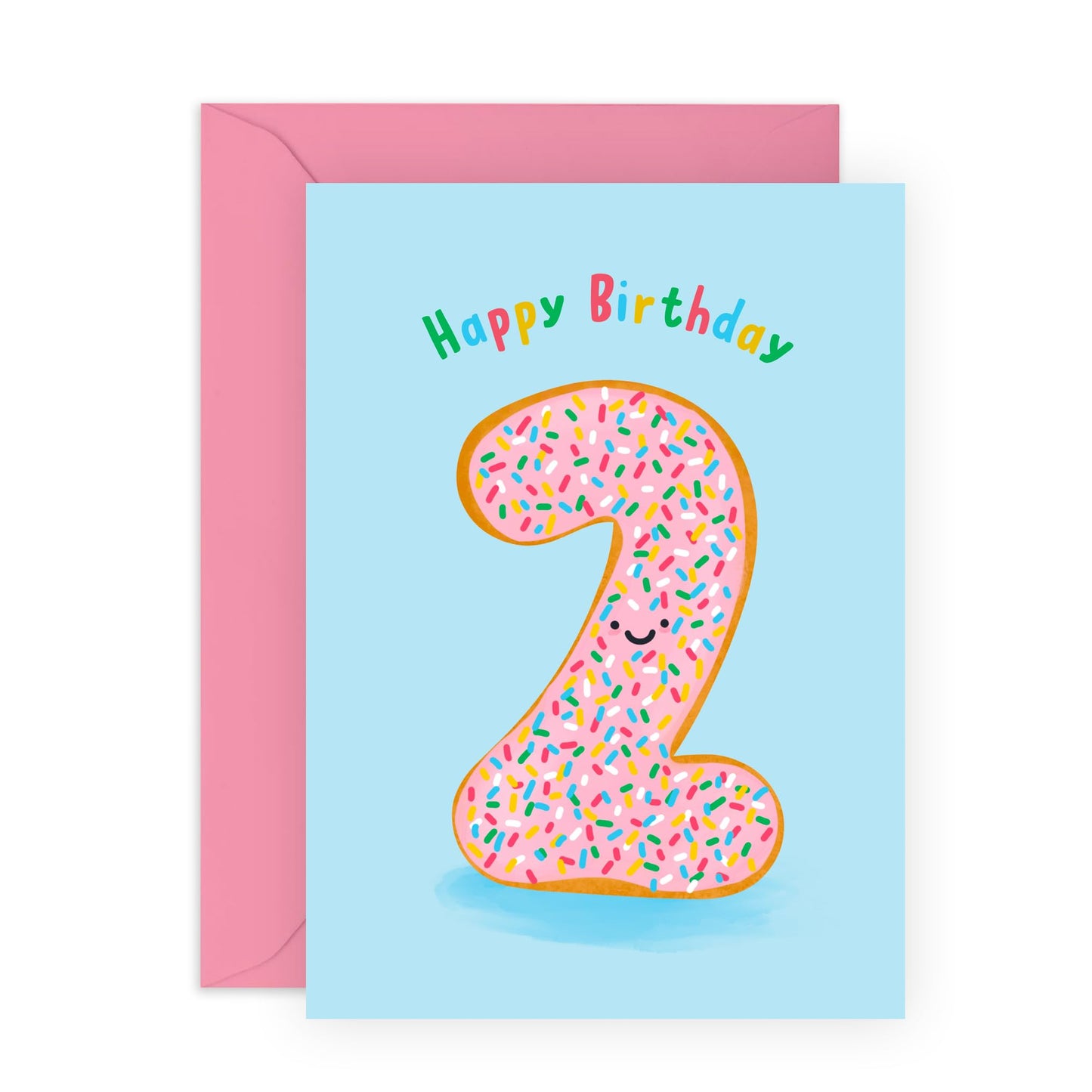2nd Birthday Card Boys Girls - DONUT AGE 2 - Baby Milestone Cards Age Two - Second Birthday Cards - Donut - Gifts For Son Daughter Niece Nephew - Gift from Mum Dad - Comes With Sticker By Central 23