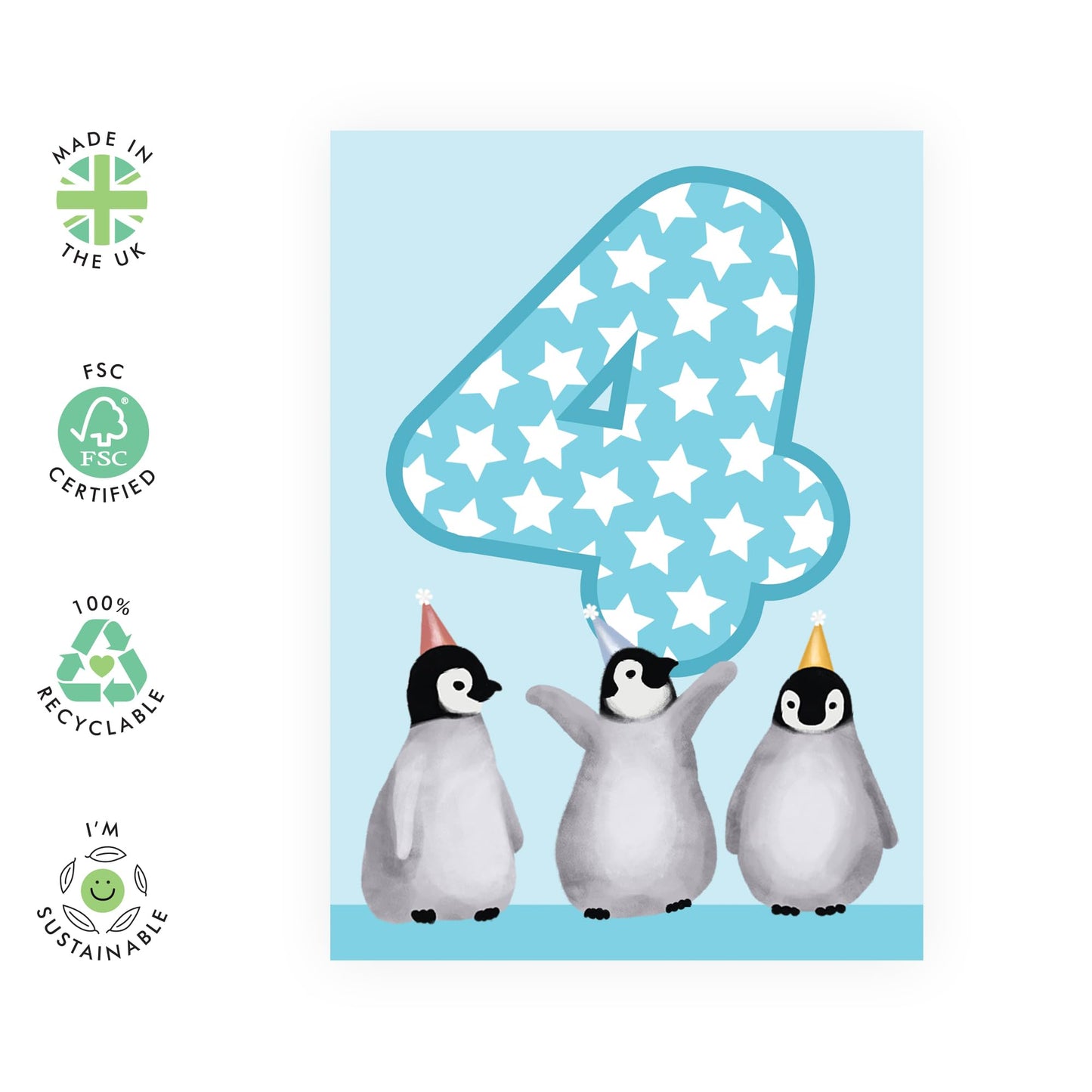 Fifth Birthday Card - Penguin Birthday Age 5 - Toddler Milestone Cards Age Five - Fifth Birthday Cards - Cute Penguin - Gifts For Son Boys Grandson Nephew - Comes With Sticker By Central 23