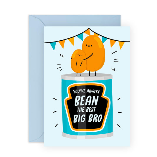 Funny Happy Birthday Card - 'You've Always Bean The Best Big Bro' - Jokes for Big Brother, Siblings & Him - Humorous Present Ideas for Men & Boys - Comes with Fun Stickers