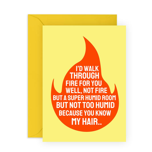 Husband Birthday Card From Wife - I'd Walk Through Fire For You - Friend Birthday Card Female - Funny Greeting Cards For Men Women Boyfriend - Comes With Stickers - By Central 23