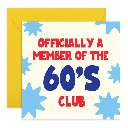 60th Birthday Card For Men Women - 60's Club - Wife Husband Birthday Greeting Card - Happy Sixtieth Birthday Cards For Male Female Friends - Comes With Fun Stickers By Central 23