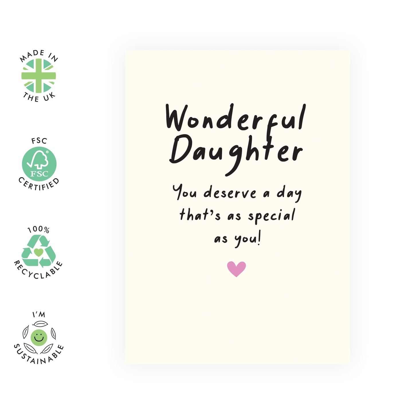 Sweet Happy Birthday Card - 'Wonderful Daughter' - Cute Presents for Daughters, Child, Kid by Mum and Dad - We Love You - Comes with Fun Stickers