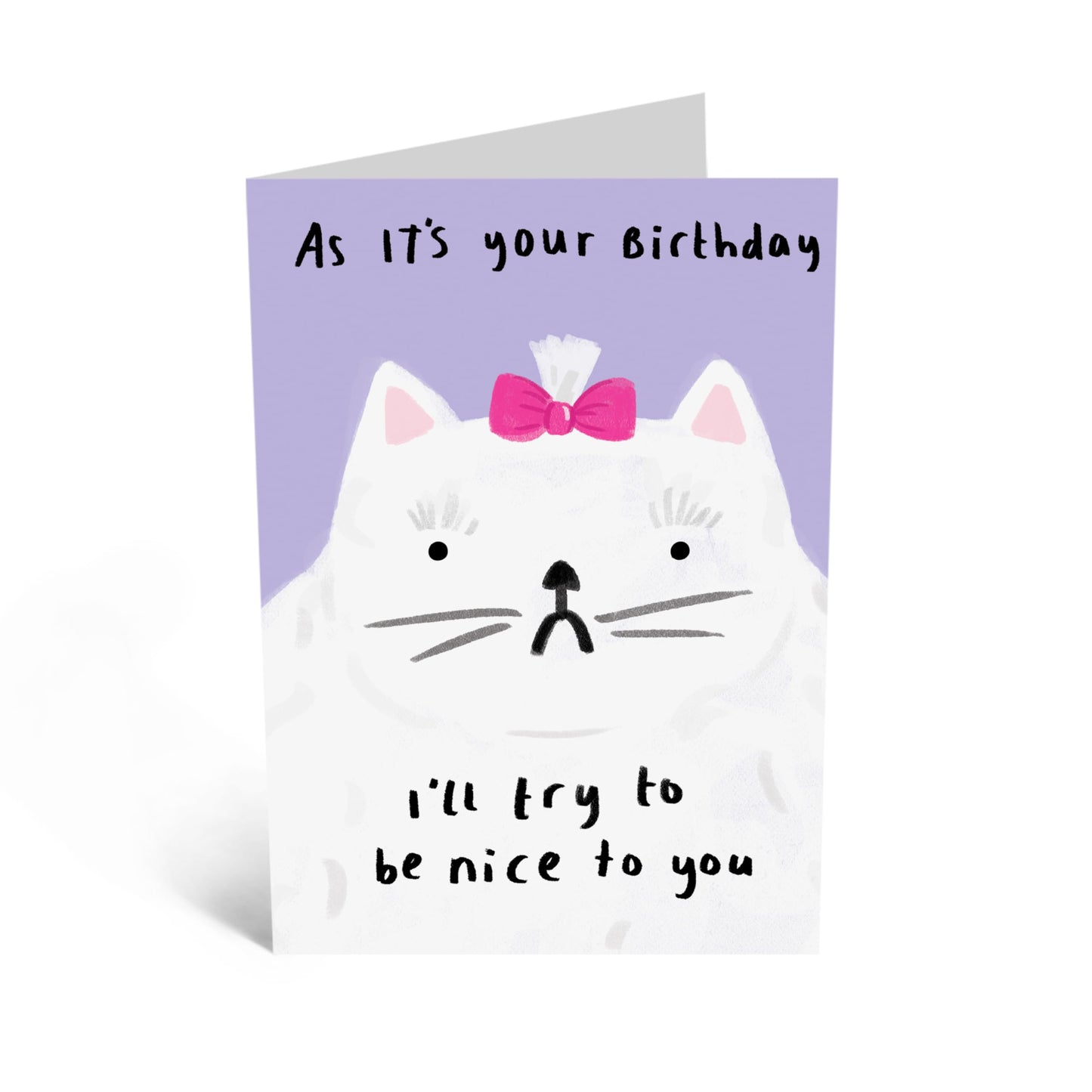Birthday Greeting Card - 'CAT NICE TO U' - Perfect for Showing Affection with a Whimsical Cat Twist - Ideal for Friends, Bothers, Sisters, Family or Loved Ones - Comes with Stickers by Central 23