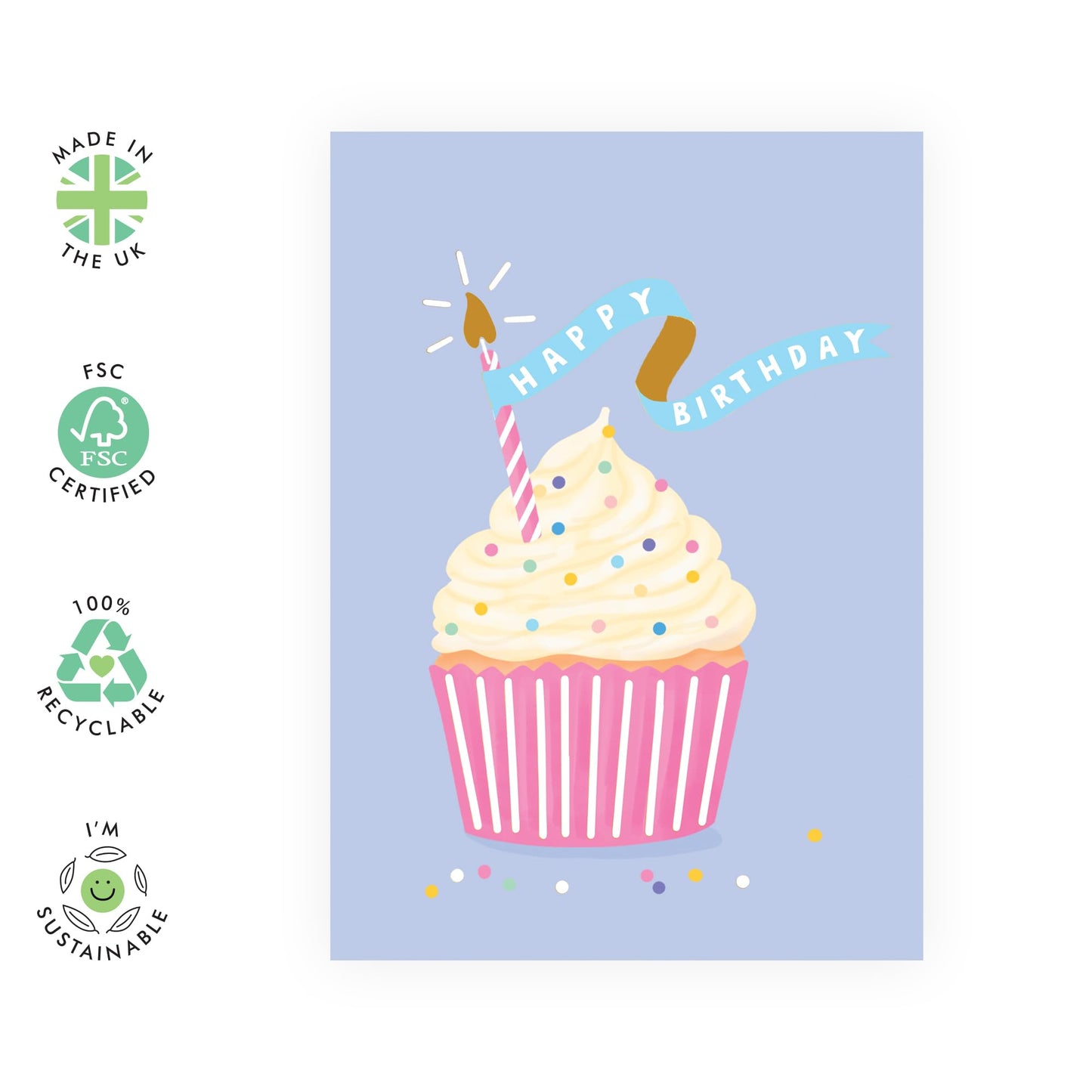 Make A Wish Birthday Card - 'Birthday Cupcake' - Besties, Friends, Children, Teens, Girls, Her, Co-worker, Sister, Grandma, Mum, Auntie, Family, Cousin - Blow It- Comes with Fun Stickers