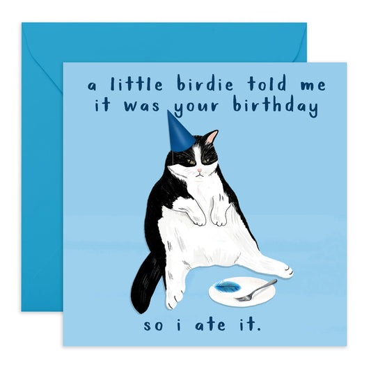 Hilarious Cat for a Birthday Card - 'I Ate It' - Jokes for Coworkers, Mates, Buddy, Best Friend, Colleagues, Officemate, Classmate - Jokes for your Bday- Comes with Fun Stickers