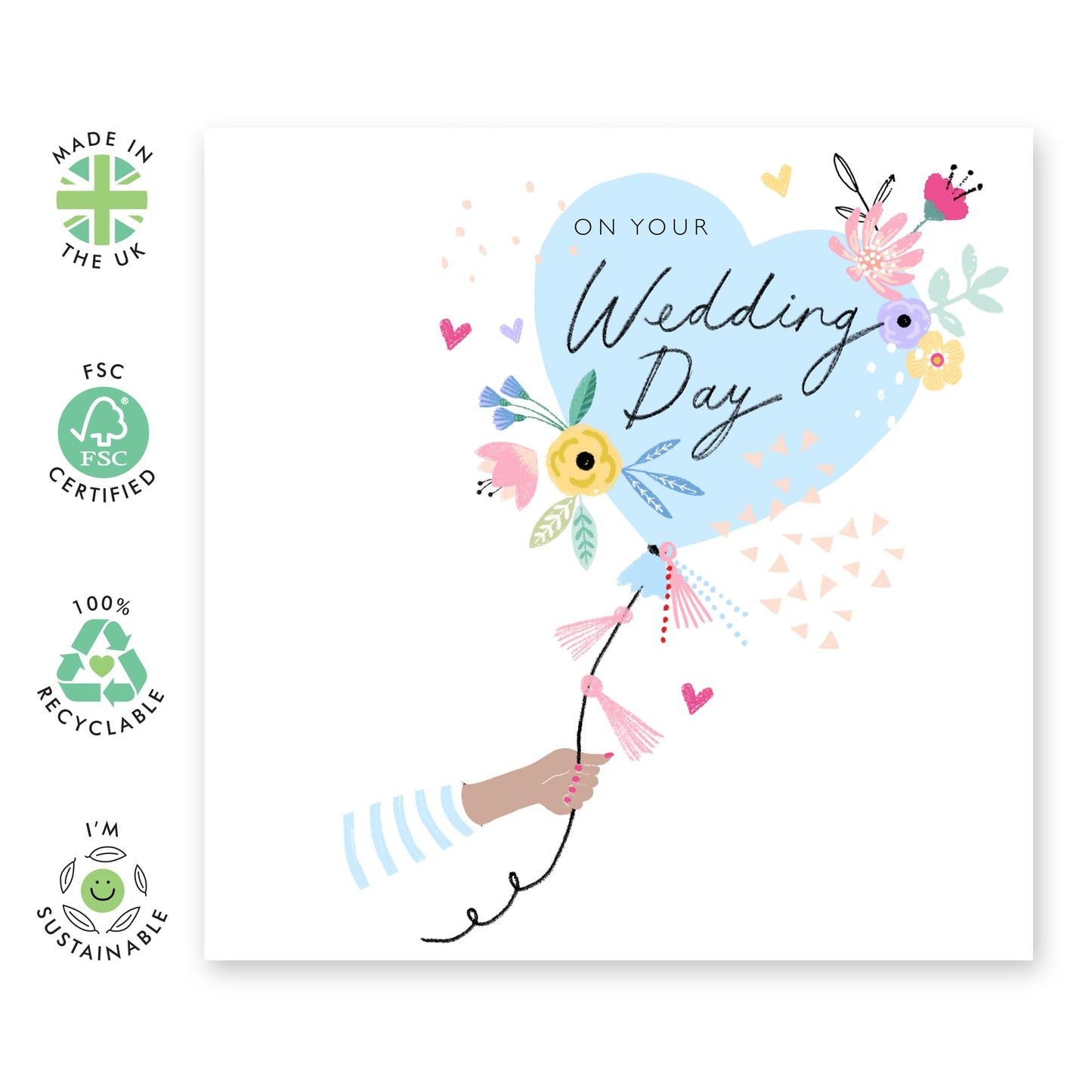 Wedding Cards For Bride And Groom - Wedding Day Balloon - Floral Greeting Card - Congratulations Card For Men Women - Best Wishes Gift For Him Her - Comes With Stickers By Central 23