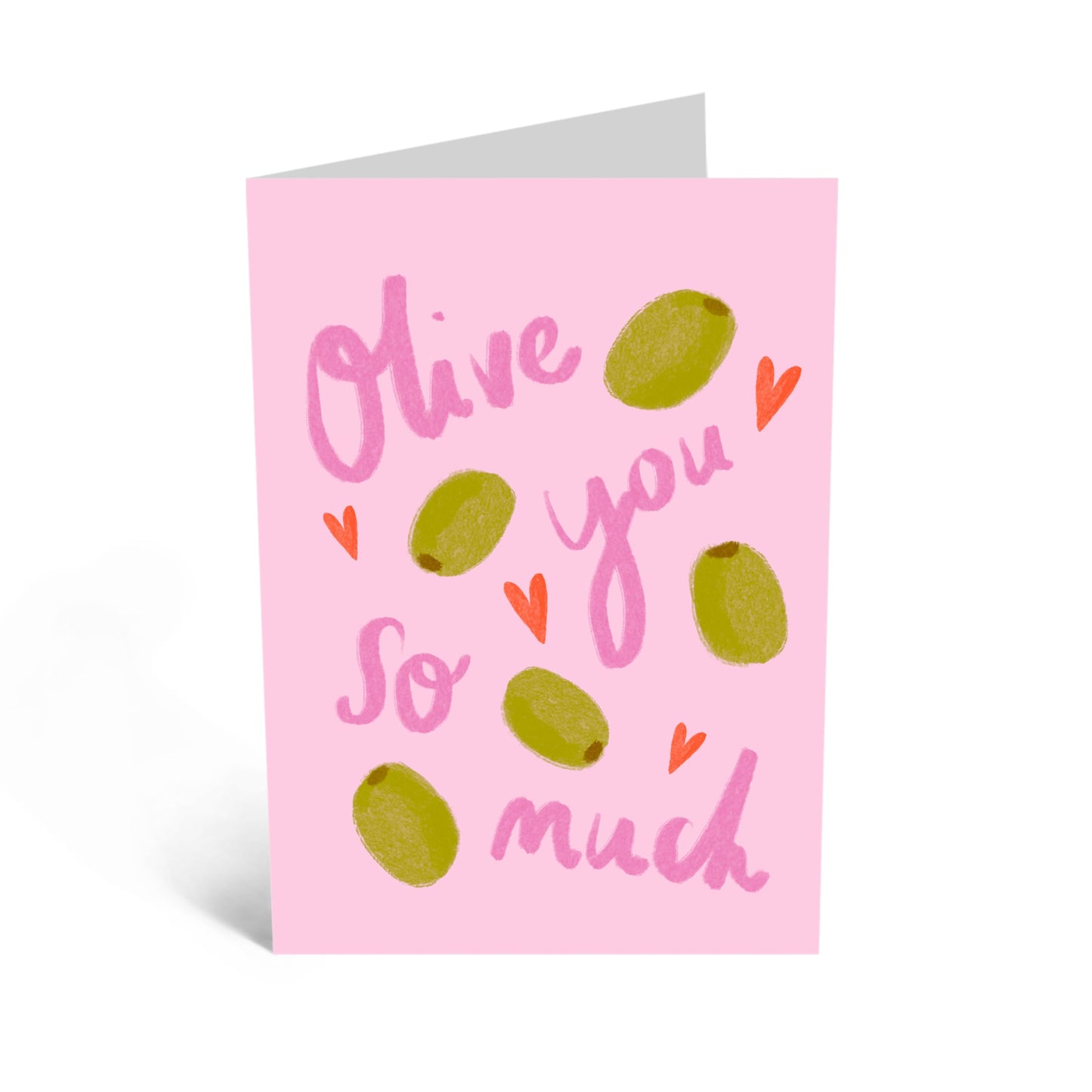 Love Cards For Her Him - 'Olive You So Much' - Valentines Day Card For Boyfriend Girlfriend Kids - Happy Anniversary Cards For Husband - I Love You Gifts Romantic - Comes With Stickers