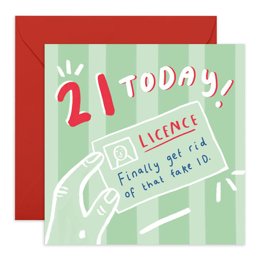 Birthday Greeting Card - '21 TODAY ID' - Perfect for Celebrating a 21st Birthday with a Fun & Milestone Design - Ideal for a Touch of Excitement to the Special Day - Comes With Stickers By Central 23