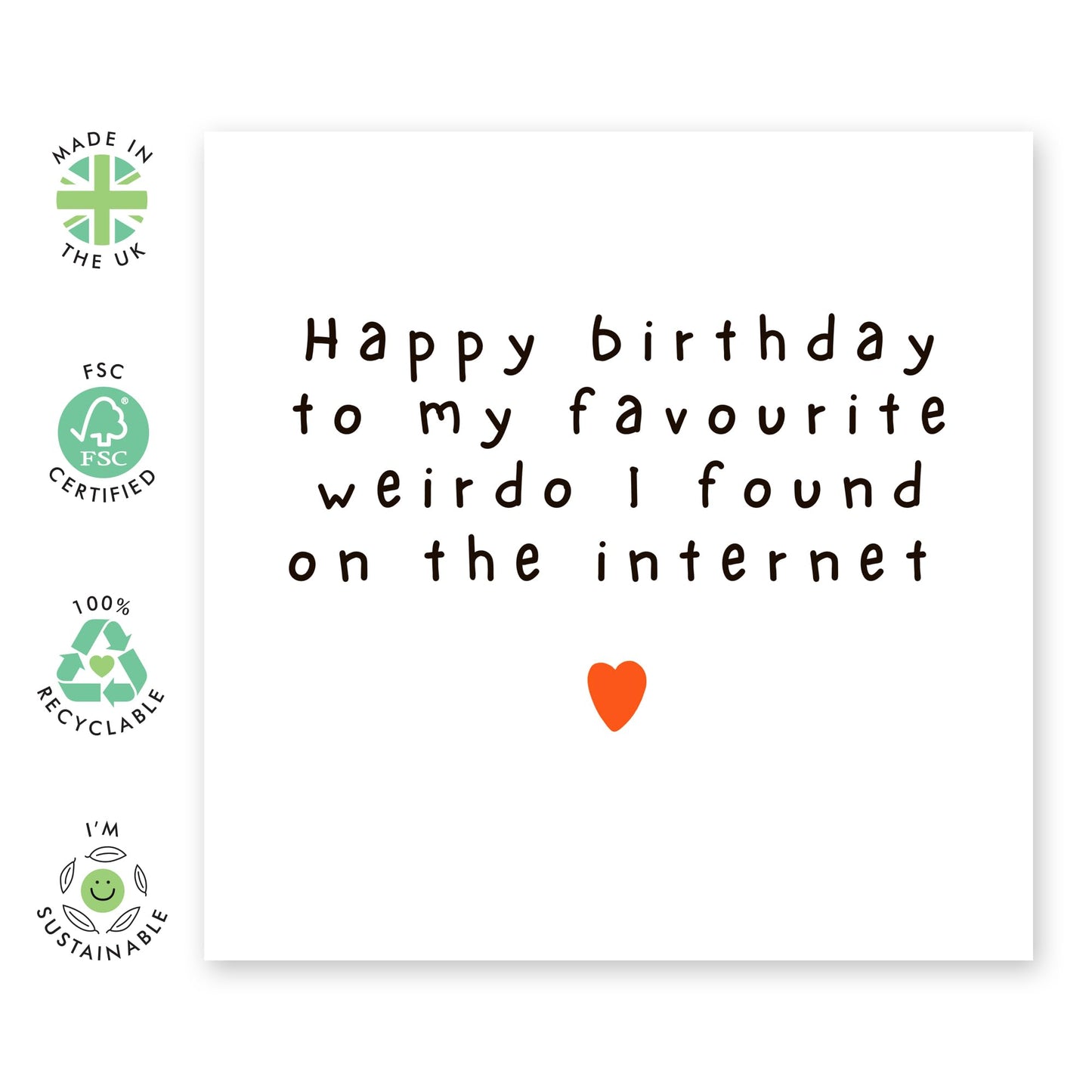 Funny Birthday Card - 'HBF Favourite Weirdo'- Gifts for Wife, Husband, Girlfriend, Boyfriend, Him, Partner, Love, Babe, Sweetheart - Dating App - Comes with Fun Stickers