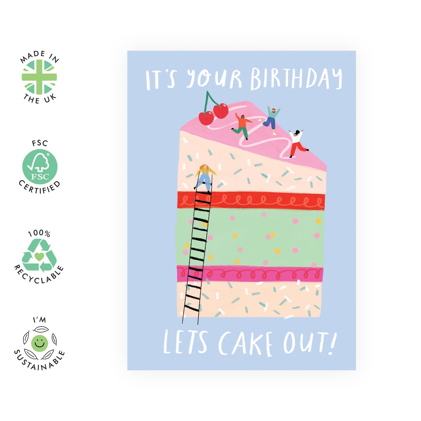 Festive Greeting Card - 'BIRTHDAY CAKE OUT' - Ideal for Celebrating Birthdays with a Fun and Playful Twist - Perfect for Adding a Touch of Joy to Your Special Day - Comes with Stickers by Central 23