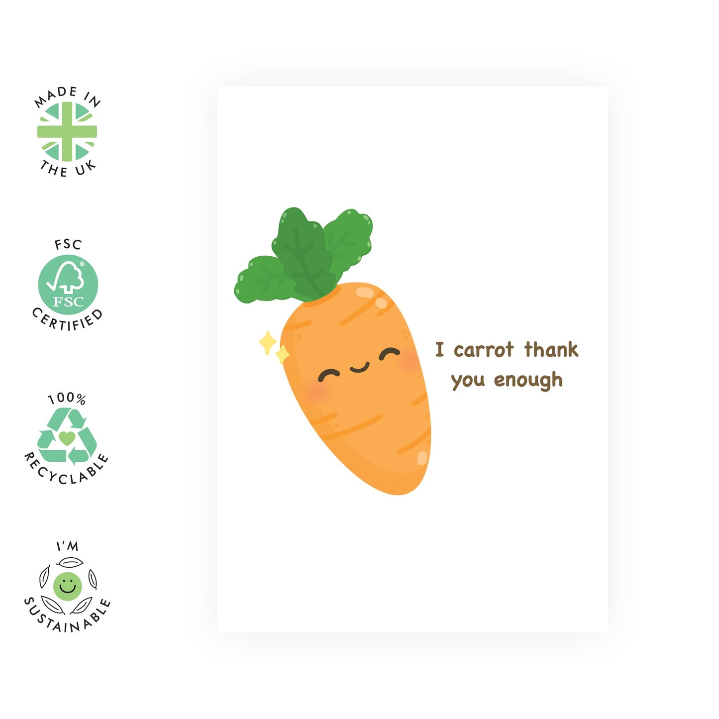 Humorous Thank You Greeting Cards - I Carrot Thank You Enough - Appreciation Cards For Mum Dad Brother Sister Friends - Gifts For Him Her - Comes With Stickers - By Central 23
