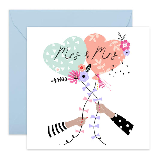 Engagement Card For Fiancé - Balloons Mrs And Mrs - Anniversary Card For Husband Wife - Valentine's Day Cards For Boyfriend Girlfriend Men Women - From Best Friend - Comes With Stickers By Central 23