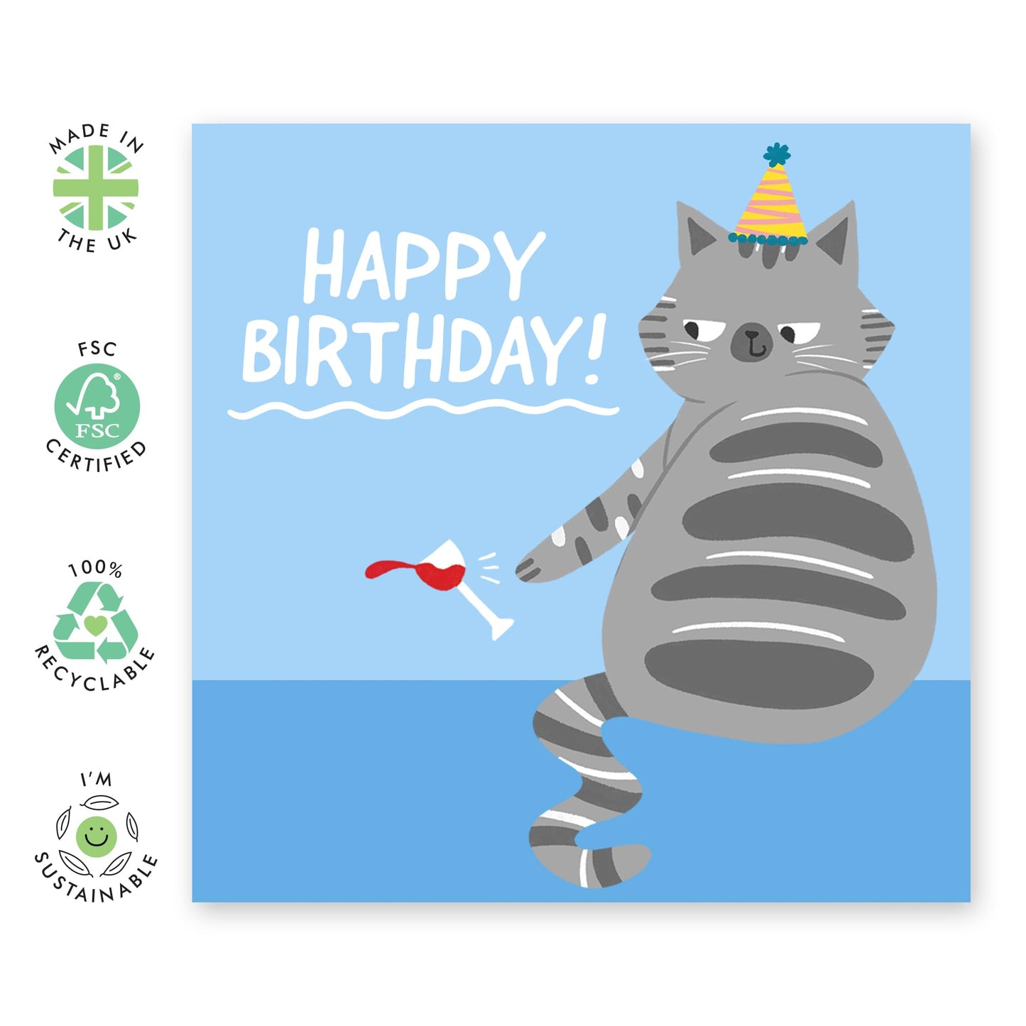 Birthday Card - Birthday Wine Cat - Funny Greeting Card For Men - Birthday Gifts For Cat Lovers - Birthday Card For Friends Pet Owners - Comes With Fun Stickers By Central 23