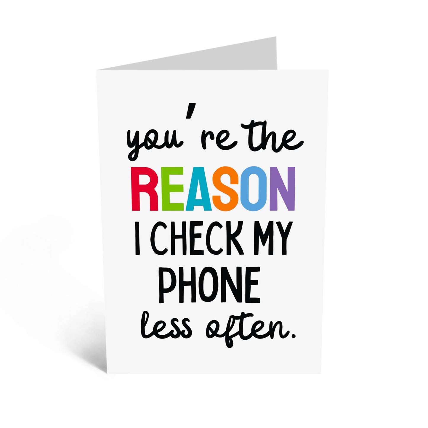 Humorous Greeting Card - 'CHECK MY PHONE LESS!' - Perfect for Encouraging a Digital Detox with a Fun Twist - Ideal for Lovers Who Could Use a Reminder to Unplug - Comes With Stickers By Central 23