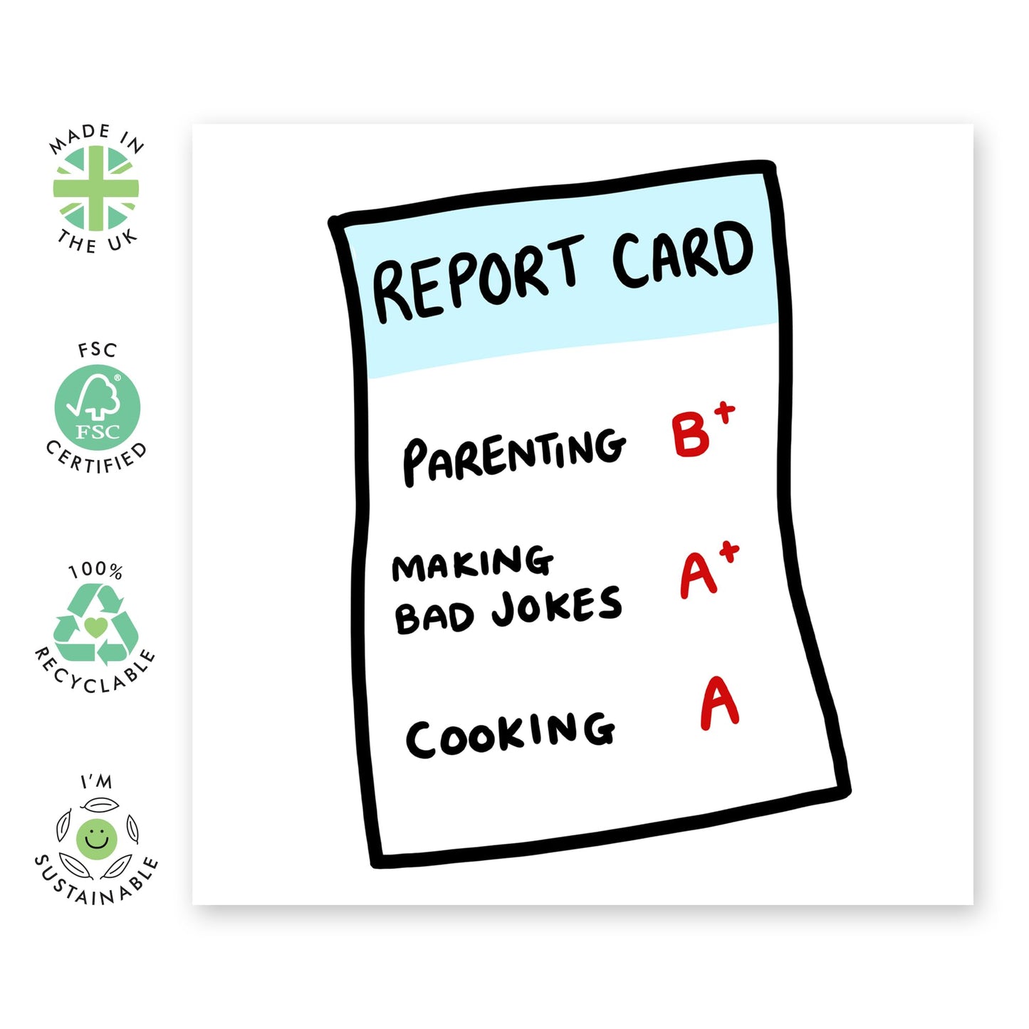 Funny Birthday Cards For Mum & Dad - Parent Report Card - Hilarious Gifts for Mama, Mummy, Ma, Pop, Daddy, Him, Her- Mother's Day Father's Day Card from Son or Daughter - Comes With Stickers