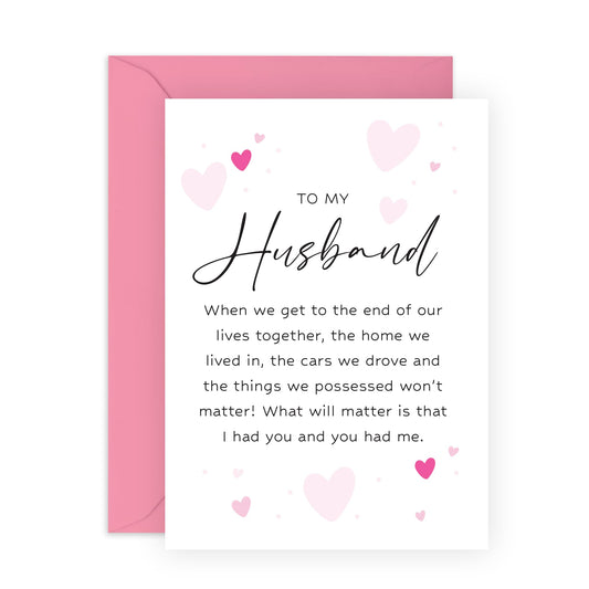 Sweet Message Anniversary Card - 'To My Husband' - Anniversary & Valentines Gifts for Married Couples, Husband, Partner, Hubby, Other Half - For You - Comes with Fun Stickers