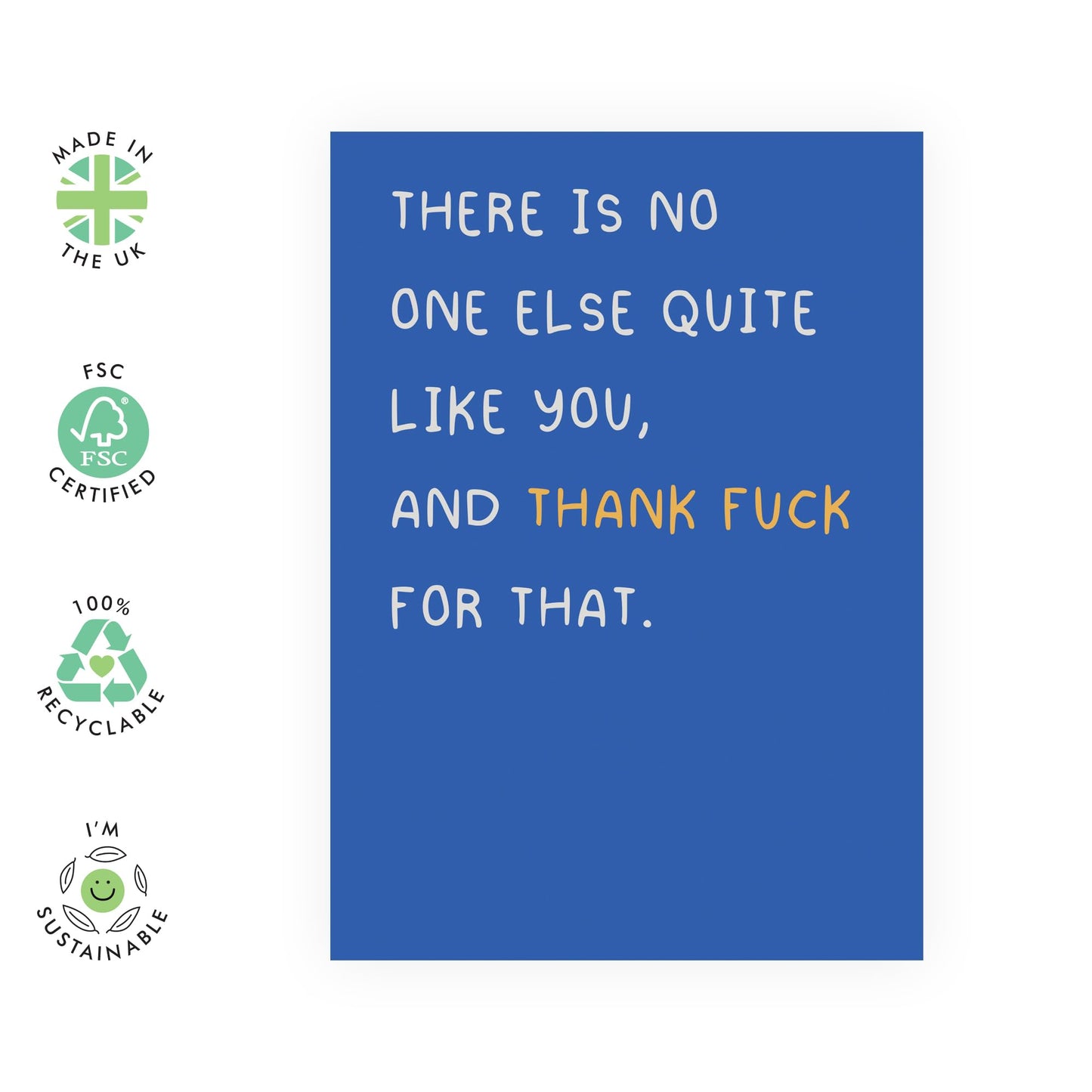 Appreciation Birthday Card - 'There Is No One Else Quite Like You' - Gifts for Friends, Besties, BFF, Sister, Sis, Co-workers, Colleagues, Bruv, Mates - Thank You - Comes with Fun Stickers