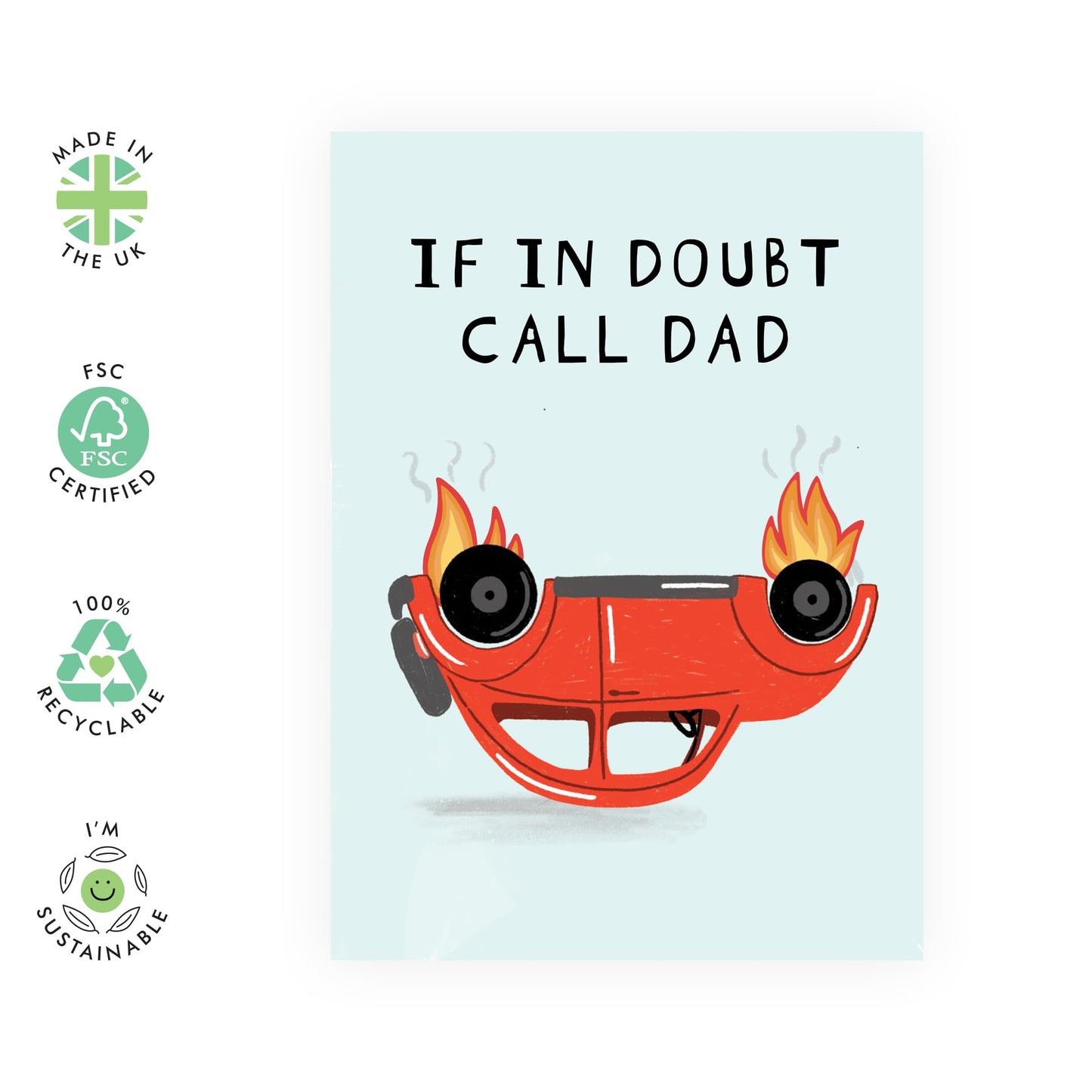 Dad Birthday Card From Daughter Son - If In Doubt Call Dad - Hilarious Greeting Cards For Men Papa Daddy - Thank You Gifts - Fathers Day Card Funny - Comes With Stickers By Central 23