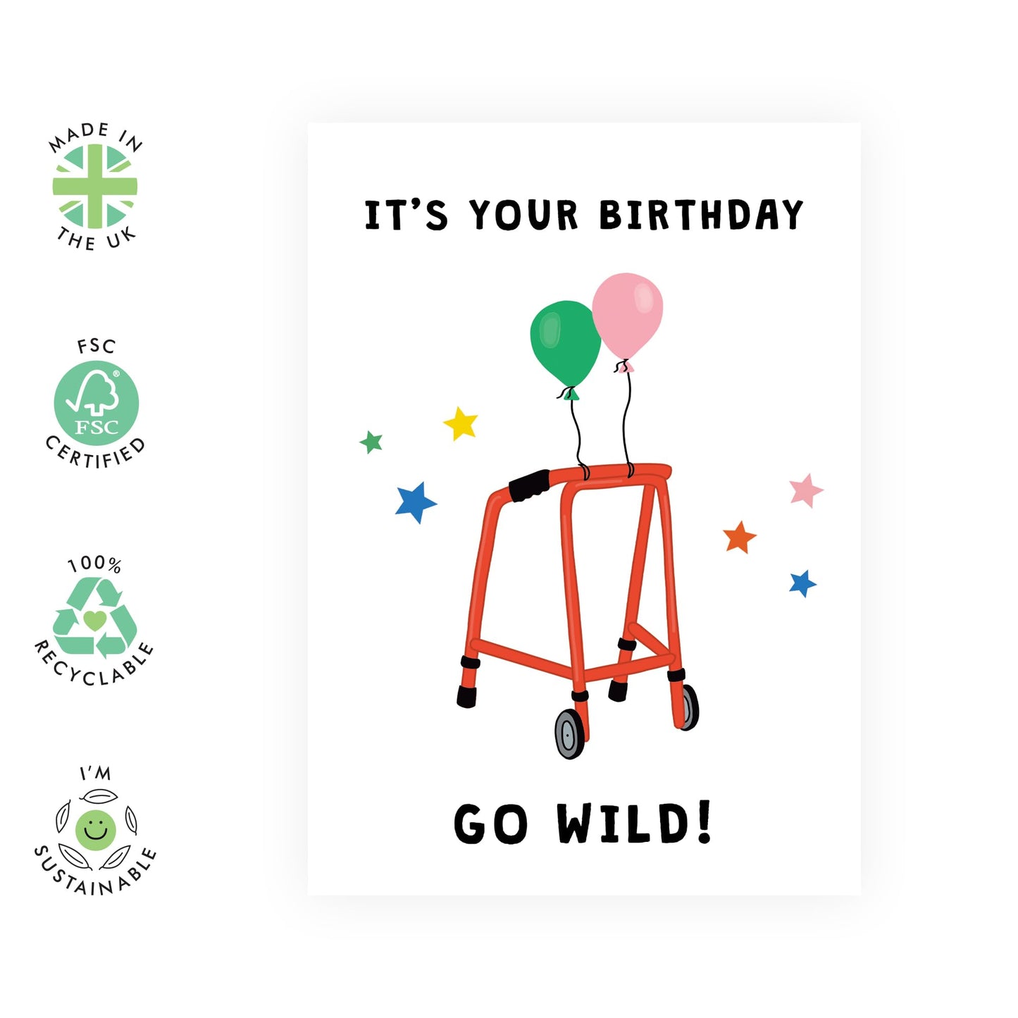Dad Mum Greeting Cards Birthday - Happy Birthday Cards - Go Wild! - Funny Gifts For Him Her Men Women - Old Age Jokes Sarcasm Banter - Nan Grandad Aunt Uncle - Comes With Fun Stickers By Central 23