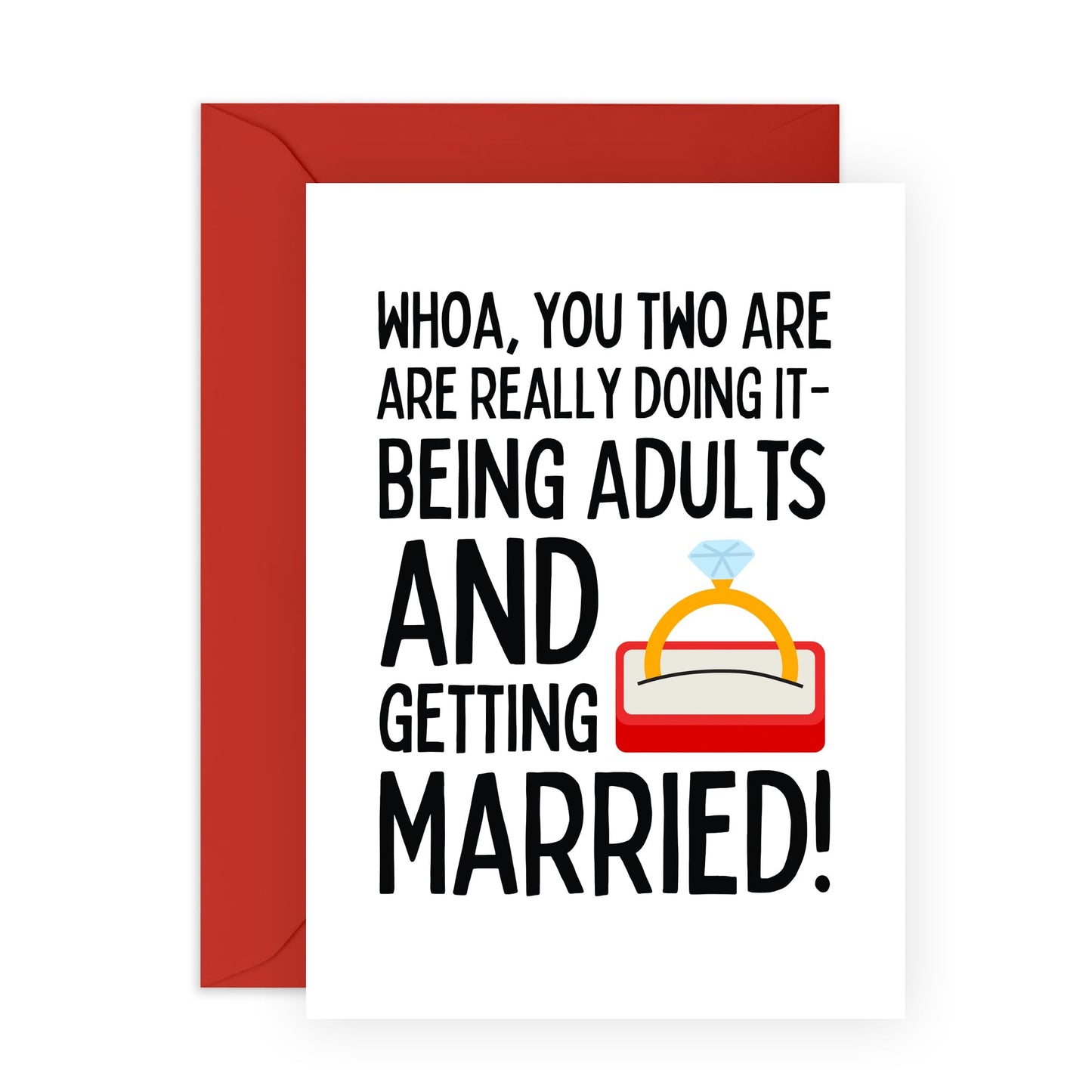 Wedding Celebration Card - 'Being Adults Married' - Gifts for the Bride, Groom, Best Friend, Bestie, BFF, Sister, Bruv, Mate, Brother, Cousin - Congrats - Comes with Fun Stickers