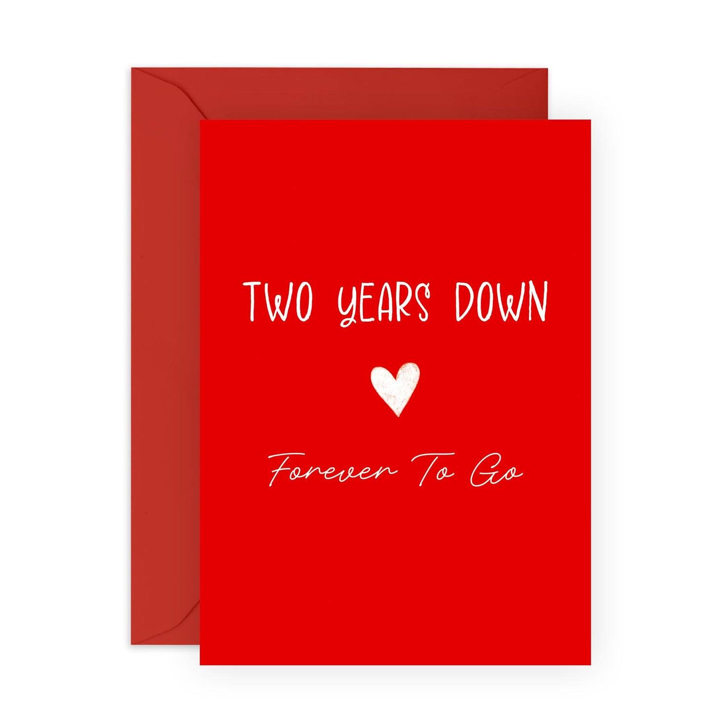 Romantic 2nd Anniversary Card - 'Two Year Anniversary Red Heart' - Gifts for Him, Her, Wife, Husband, Babe, Hun, Girlfriend, Boyfriend - Classic Red for Women Men - Comes with Fun Stickers