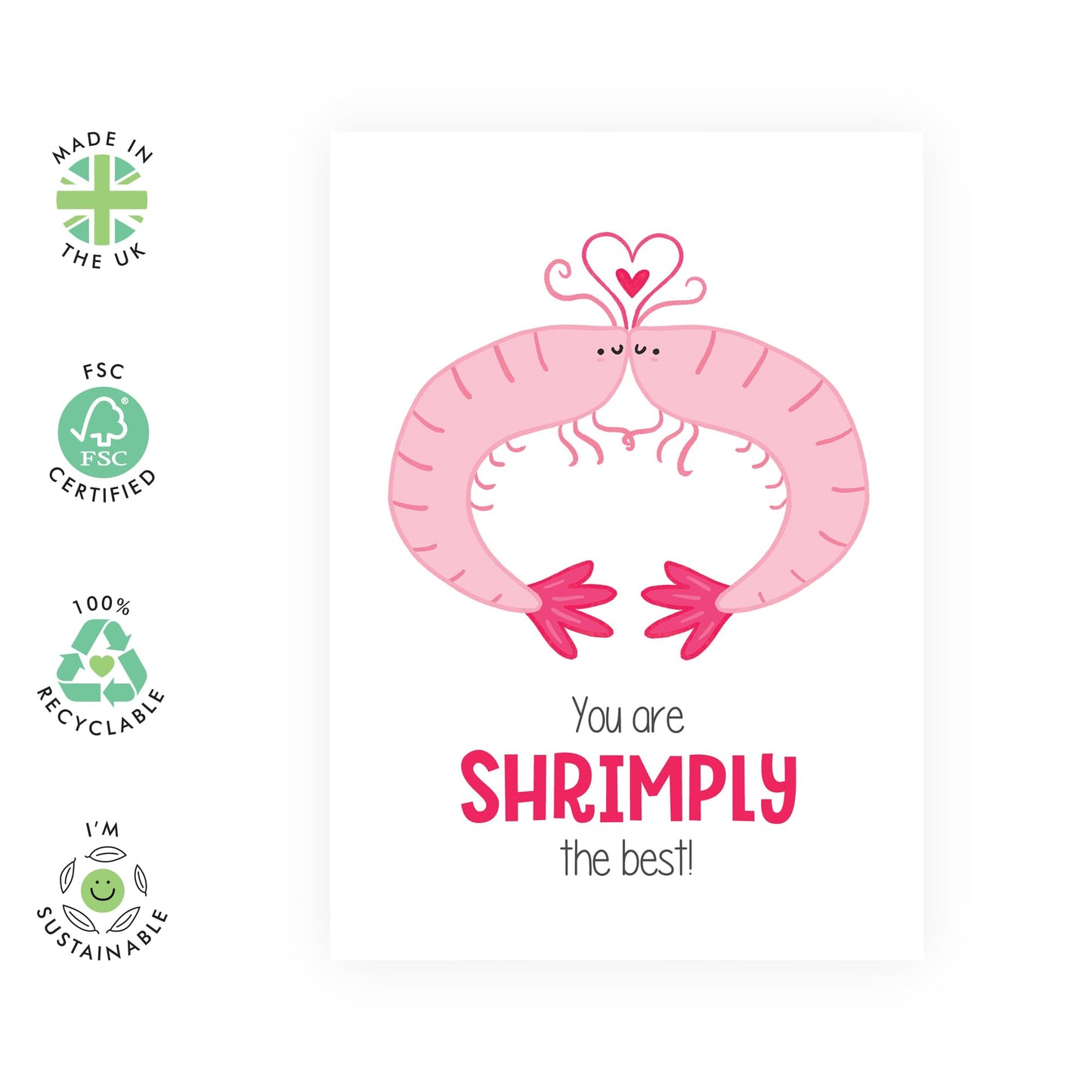 Funny Anniversary Card For Her - Shrimply The Best - Pun Humour - Anniversary Card For Husband Wife - Cute Valentines Day Card For Boyfriend Girlfriend Couple - Comes With Stickers - By Central 23