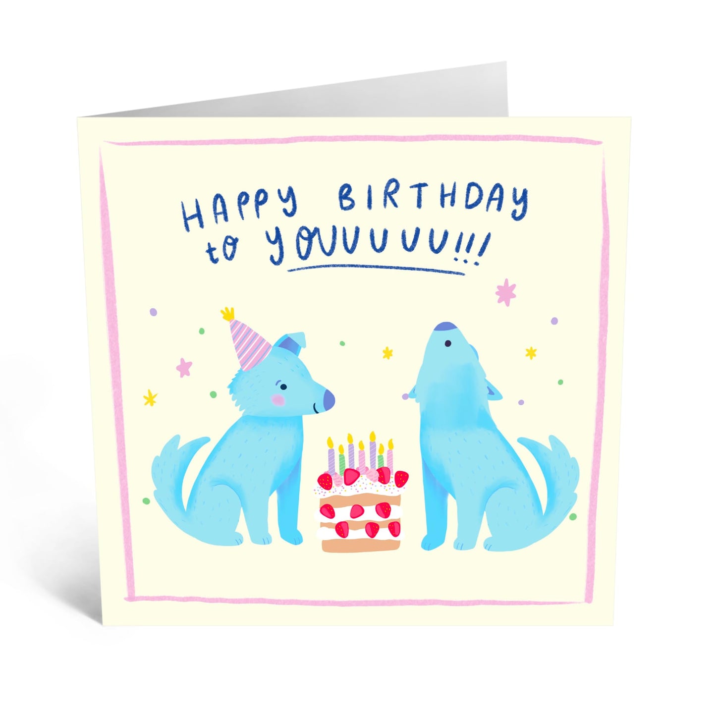 Birthday Greeting Card - 'HAPPY BIRTHDAY TO YOUUU WOLVES' - Perfect for Celebrating with a Cute Wolf - Ideal for Adding a Wild and Joyful Touch to Any Birthday - Comes With Stickers By Central 23