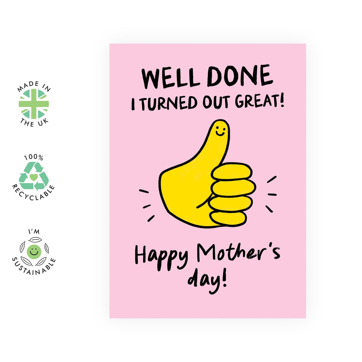 Funny Mother’s Day Card from Son Daughter – ‘Well Done!’ – Gifts for Mum, Mummy, Mama, Ma, Mam, In Law, Women - Humorous and Sarcastic Thumbs Up  - Comes with Fun Sticker