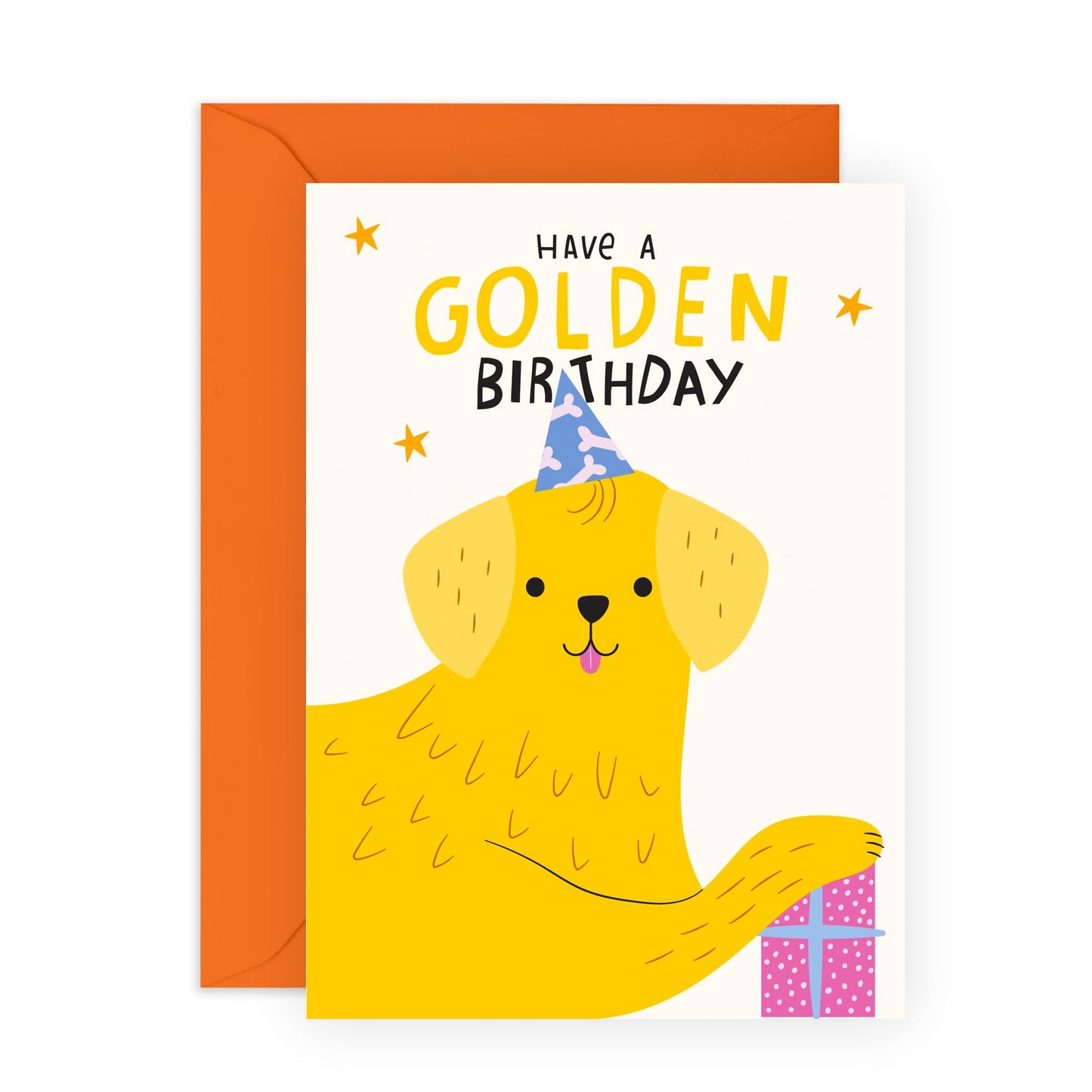 Dog Birthday Card For Men And Women - Have A Golden Birthday Dog - Cute Birthday Card From Dog - Gift For Fur Parents Dog Mum Dad - Comes With Stickers By Central 23