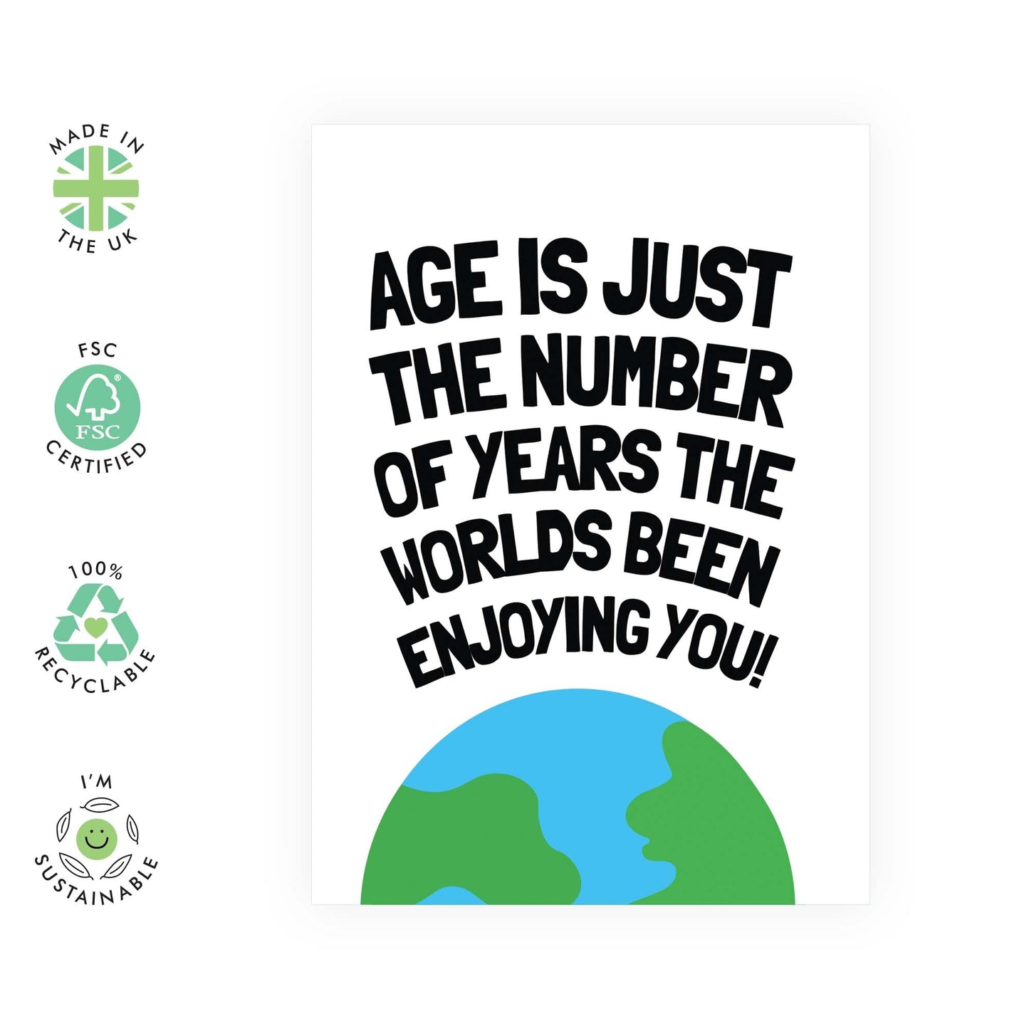 Birthday Greeting Card - 'BEEN ENJOYING YOU WORLD' - Perfect for Celebrating Your Loved Ones Special Day - Ideal for Him Her Wife Husband Friends Family BFFs - Comes With Stickers By Central 23