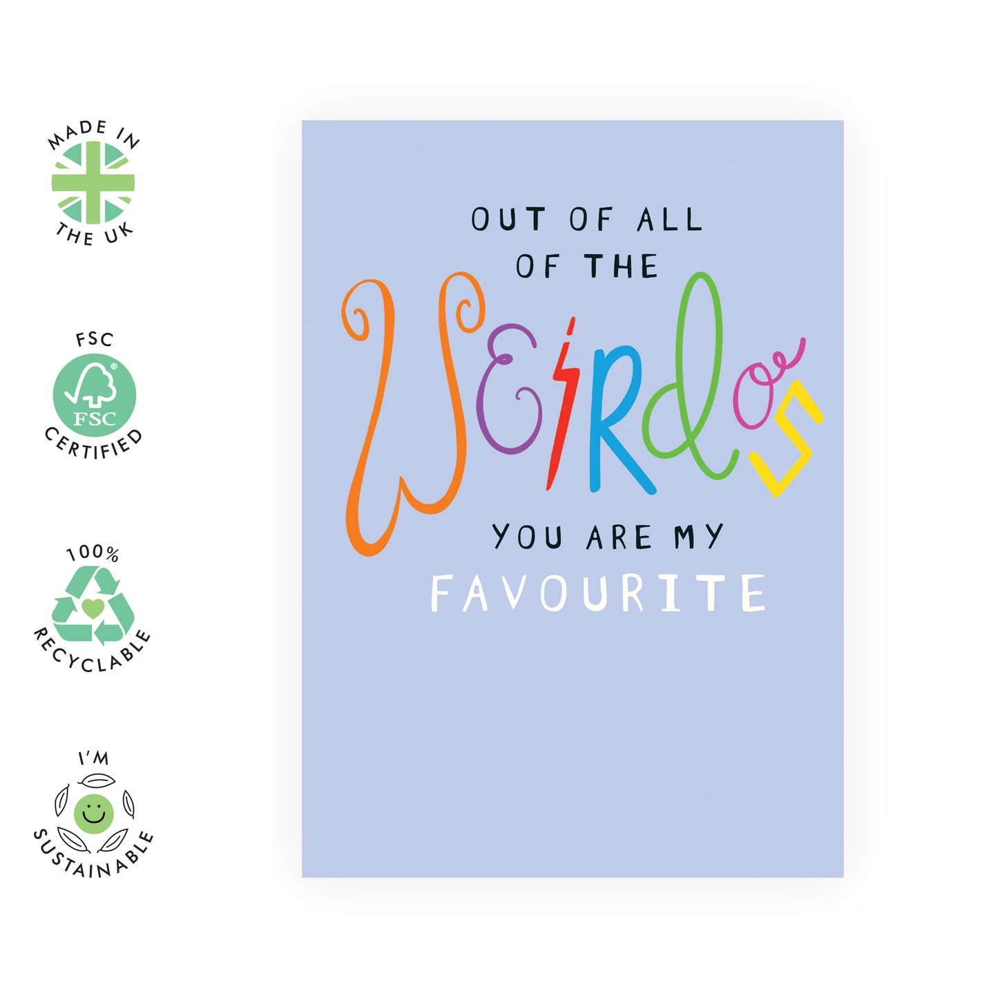 Best Friend Birthday Card - My Favourite Weirdo - Romantic Card For Her Him Partner Boyfriend Girlfriend - Anniversary Card For Husband Wife - Comes With Stickers By Central 23
