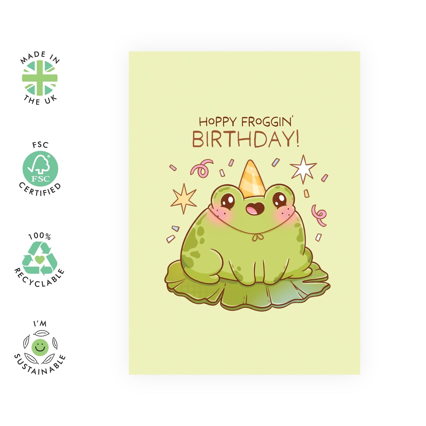 Charming Birthday Card - 'HAPPY FROGGIN' BIRTHDAY' - Celebrate with a Fun and Froggy Twist - Perfect for Adding a Playful Touch to Birthdays - Includes Envelope and Stickers by Central 23