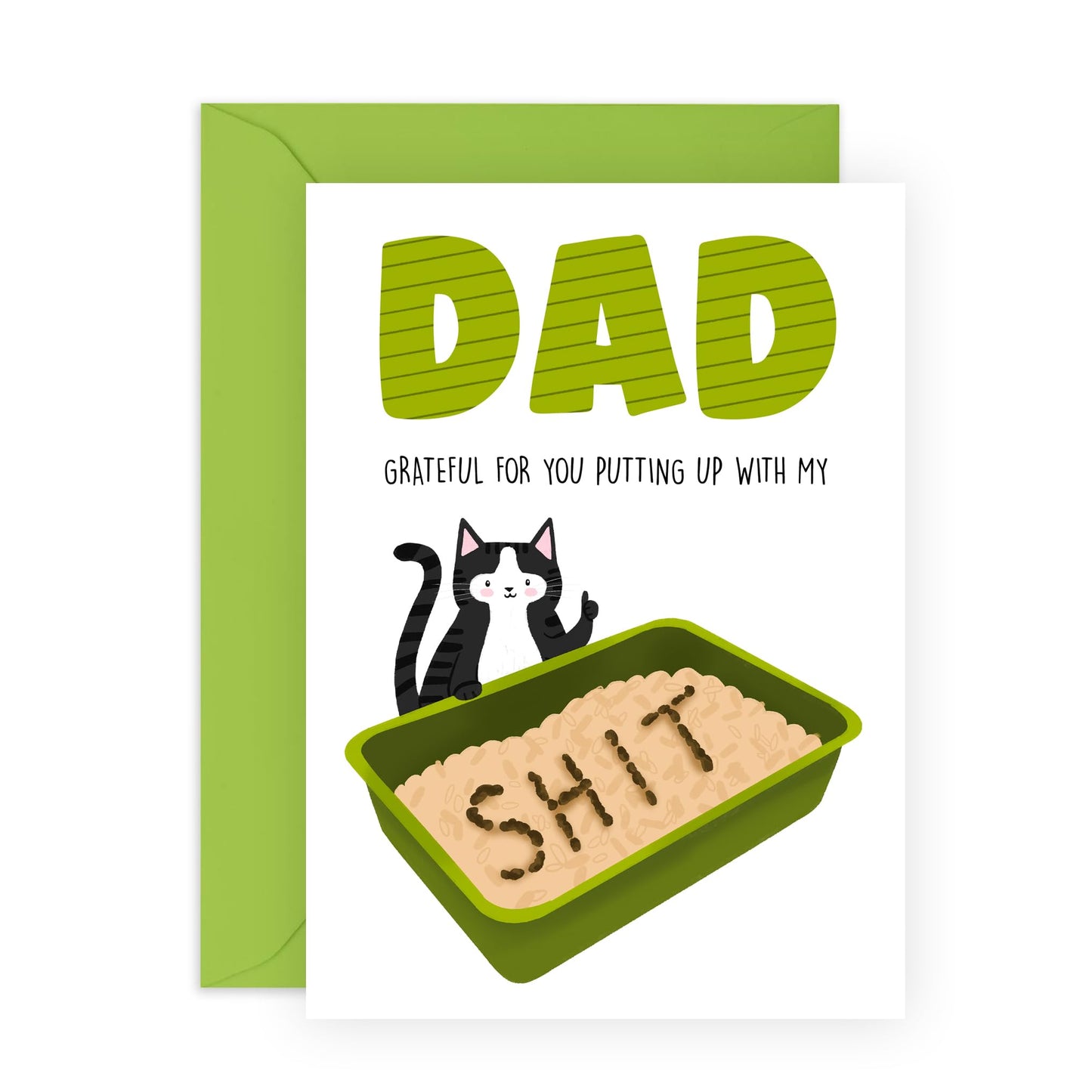 Greeting Card - PUTTING UP WITH MY SH*T CAT DAD - Perfect for Celebrating a Dad’s Love & Patience with a Touch of Humor - Ideal for Adding Fun to His Special Day - Comes With Stickers By Central 23